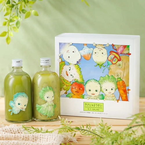 天野喜孝氏原作『やさいのようせい N.Y. SALAD』×「酒日向。」 野菜のお酒が“飾っておきたくなる”ギフト箱入りのセットで新登場